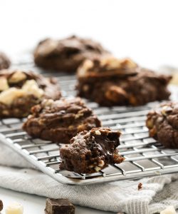 Decadent triple chocolate cookies. These cookies are soft and chewy with loads of gooey chocolate.