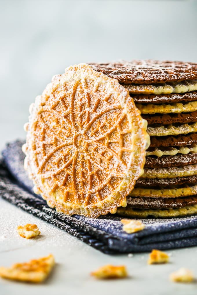 Italian classic anise and chocolate pizzelle cookies