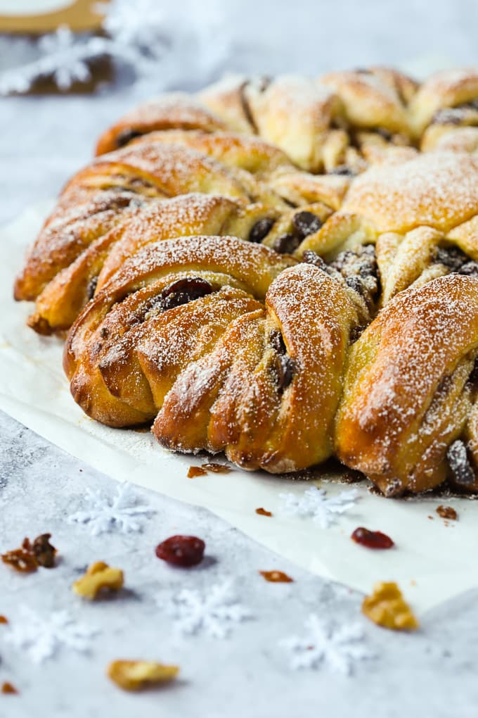 Chocolate Cranberry Twist Star Bread.