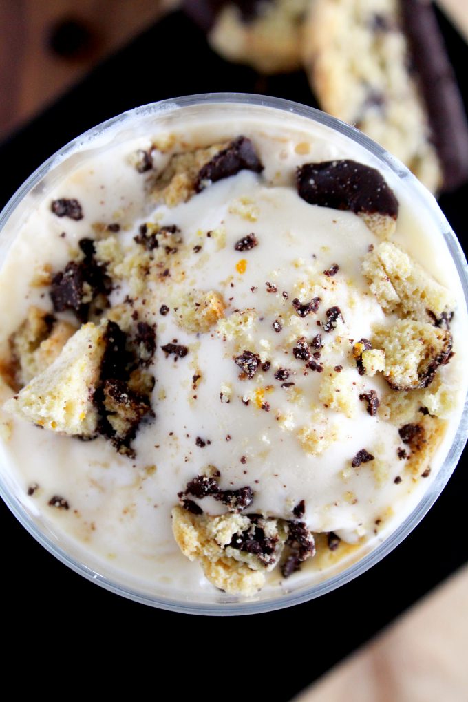 A scoop of vanilla ice cream drowned in espresso coffee.