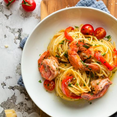 Pasta with Shrimp and Bell Peppers - Marisa's Italian Kitchen