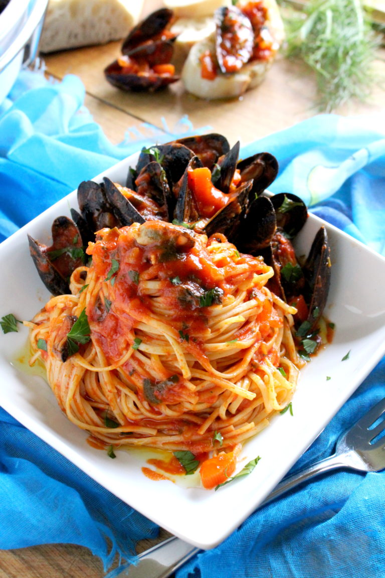 Mussels Linguine with Tomato Fennel Sauce - Marisa's Italian Kitchen