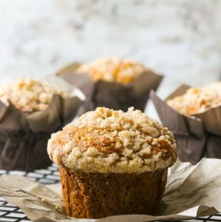 Freshly baked Pumpkin Apple Streusel Muffins