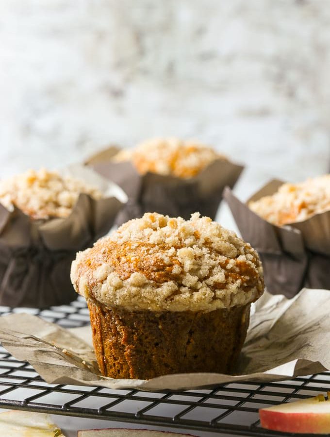 Freshly baked Pumpkin Apple Streusel Muffins