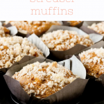 Baked muffins in brown paper liners