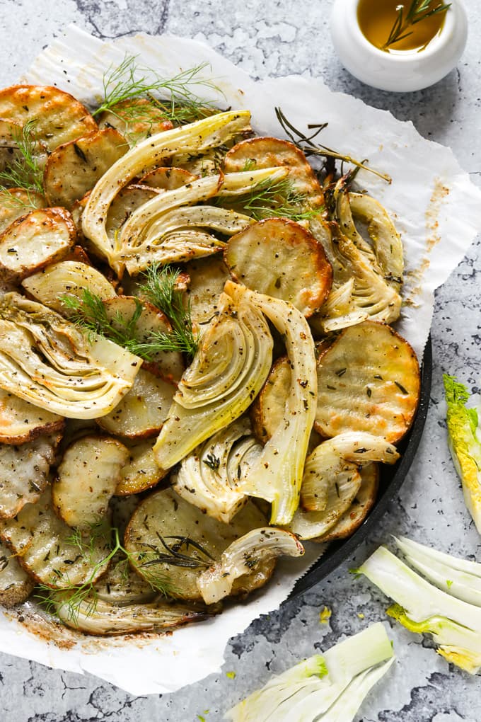 Oven roasted potatoes and fennel.