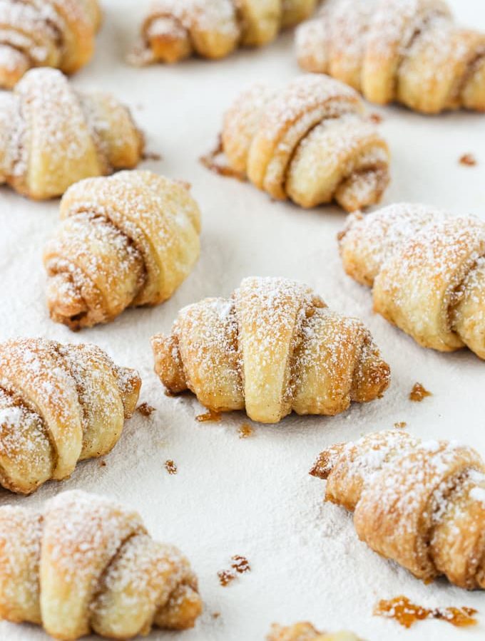 Mini croissant cookies with a walnut cinnamon filling